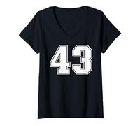 Womens 43 Number Forty-Three Team Sports Graphic Varsity Matching V-Neck T-Shirt