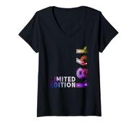 Womens 44th Birthday Man Woman 44 Years 1981 Decoration Fun V-Neck T-Shirt