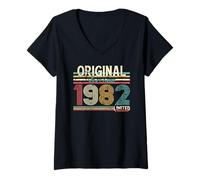 Womens 44th Birthday Man Woman 44 Years 1982 Decoration Fun V-Neck T-Shirt