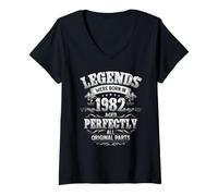 Womens 44th Birthday Man Woman 44 Years 1982 Decoration Fun V-Neck T-Shirt