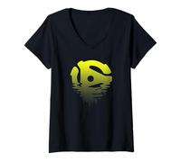 Womens 45 RPM Vinyl Adapter Sunset Ripple Fade V-Neck T-Shirt