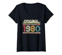 Womens 45th Birthday Man Woman 45 Years 1980 Decoration Fun V-Neck T-Shirt