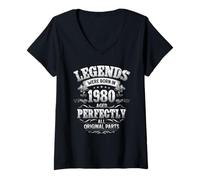 Womens 45th Birthday Man Woman 45 Years 1980 Decoration Fun V-Neck T-Shirt