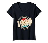 Womens 46th Birthday - Vintage 1980 Limited Edition V-Neck T-Shirt