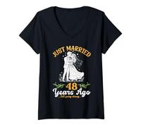 Women's 48 Years Ago Just Married Still Going Strong Anniversary V-Neck T-Shirt