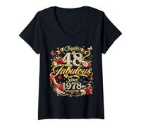 Women's 48th Birthday Queen Chapter 48 Fabulous Since 1978 Women V-Neck T-Shirt