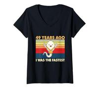 Women's 49th Birthday 49 Years Ago I was The Fastest Bday V-Neck T-Shirt
