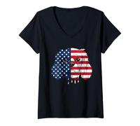 Women's 4th of July Cavalier King Charles Spaniel Dog US Flag V-Neck T-Shirt