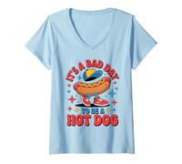 Womens 4th of July Funny It's a bad day to be a Hot Dog Wieners V-Neck T-Shirt