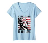 Womens 4th Of July George Washington It's Only Treason If You Lose V-Neck T-Shirt