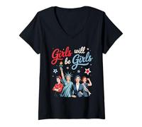 Womens 4th Of July Women Shirt Girl Will Be Girls, Equality Justice V-Neck T-Shirt