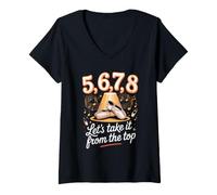 Women's 5 6 7 8 Let's Take It from the Top Dance Dancer Class V-Neck T-Shirt