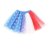 Women's 5-Layer Tulle Tutu Skirt, Adult Dance Ballet Tulle Dress,Teens Halloween Cosplay Running Tutu, Red White Blue, XXL Plus