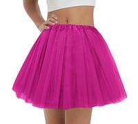 Women's 5-Layer Tulle Tutu Skirt, Fluffy Dance Dress for Cosplay, St. Patrick's Day Halloween Costume, Party, Running, Rose Red, L