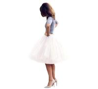 Women's 5- Layered Tulle Tutu Skirts, Ballet Hoopless Underskirts for Evening Christmas, Dancing Tulle Skirt, Homecoming, Wedding Petticoat, Evening Party, Christmas Event Cosplay Costume(White,26)