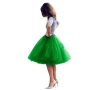 Women's 5- Layered Tulle Tutu Skirts, Ballet Hoopless Underskirts for Evening Christmas, Dancing Tulle Skirt, Homecoming, Wedding Petticoat, Evening Party, Christmas Event Cosplay Costume(Green,26)