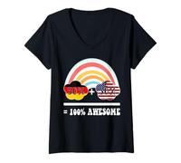 Womens 50% German 50% American to Be 100% Awesome German American V-Neck T-Shirt