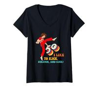 Womens 50 I Like to Kick Stretch, and Kick! V-Neck T-Shirt