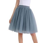 Women's 50 Pieces Tulle Skirt Retro Stretch Multi-Layer Tulle Skirt for Ballet Carnival Party Rockabilly Petticoat, C-dark grey., XXL