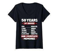 Womens 50 Years Of Service Retirement Gifts for Men Women V-Neck T-Shirt