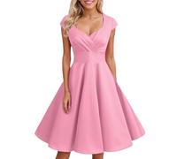 Women's 50s 60s A Line Rockabilly Dress Cap Sleeve Vintage Swing Party Dress Women 1950s Audrey Hepburn Tea Dress Vintage Rockabilly Dress A Line Swing Cocktail Swing Flowy Pleated Dance Gown UK