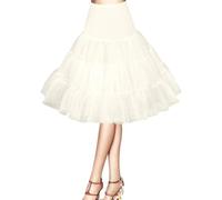 Women's 50's Swing Vintage Petticoat 26" Crinoline Underskirt 1950's Retro Vintage Rockabilly Tutu Skirt Ball Gown hoopless net Petticoat Cocktail a line Retro Dress Prom Half Slip(Ivory,24)