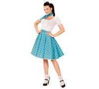 Women's 50s turquoise polka dot skirt and scarf