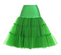 Women's 50s Vintage Petticoat 26" Crinoline Rockabilly Tutu Skirt Half Slips 1950s Retro Knee Length Crinoline Petticoats for Women A Line Tulle Skirts Under Dress Clothing Underskirt(Green,10)
