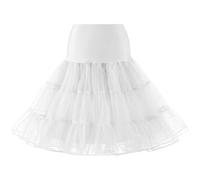 Women's 50s Vintage Petticoat 26" Crinoline Rockabilly Tutu Skirt Slip 1950s Swing Retro Petticoat Underskirt A-line Crinoline Half Slips Cocktail Party Elegant Layers Net Petticoat(White,26)