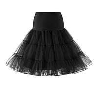 Women's 50s Vintage Petticoat 26" Crinoline Rockabilly Tutu Skirt Slips 1950s Swing Retro Underskirt A-line Crinoline Half-Slips Cocktail Party Elegant Prom Layers Net Petticoats(Black,4)