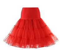 Women's 50s Vintage Petticoat 26" Crinoline Rockabilly Tutu Skirt Slips 1950s Swing Retro Underskirt A-line Crinoline Half-Slips Cocktail Party Elegant Prom Layers Net Petticoats(Red,16)
