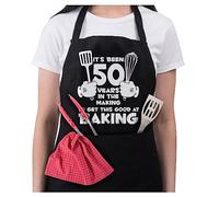 Women's 50th Birthday Gift Baking Apron - It's Been 50 Years Aprons for Her - Black