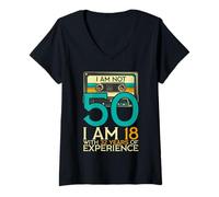 Womens 50Th Birthday I Am Not 50 18 With 32 Years Of Experience V-Neck T-Shirt