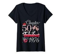 Women's 50th Birthday Queen Chapter 50 Fabulous Since 1976 Women V-Neck T-Shirt