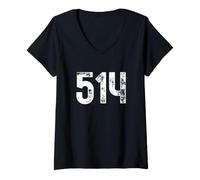Women's 514 Area Code Montreal Quebec Canada V-Neck T-Shirt