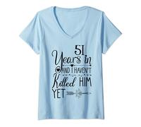 Womens 51st Wedding Anniversary Gift for Her 51 Years of Marriage V-Neck T-Shirt