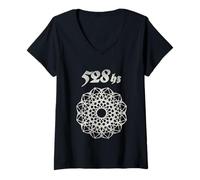 Women's 528 Hz Divine Frequency Cymatics Aesthetic Geometry V-Neck T-Shirt