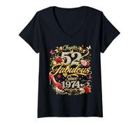 Women's 52nd Birthday Queen Chapter 52 Fabulous Since 1974 Women V-Neck T-Shirt
