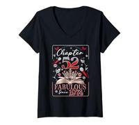 Womens 52nd Birthday Queen Chapter 52 Fabulous Since 1974 Women V-Neck T-Shirt
