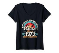 Womens 53rd Birthday 53-Year-Old Fishing Lovers Angler Born in 1973 V-Neck T-Shirt