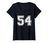 Womens 54 Number Fifty-Four Team Sports Graphic Matching Varsity V-Neck T-Shirt