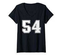 Womens 54 Number Fifty-Four Team Sports Graphic Varsity Matching V-Neck T-Shirt