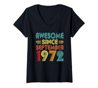 Women's 54th Birthday Idea Awesome Since September 1972 54 Years Old V-Neck T-Shirt
