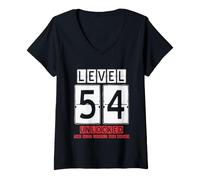 Women's 54th Wedding Anniversary Unlocked Level 54 Birthday Complete V-Neck T-Shirt