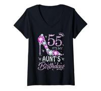 Women's 55 It's My Aunt's Birthday High Heel 55 Years Old V-Neck T-Shirt