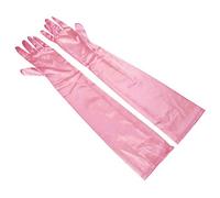 Women's 55cm Stretchy Silky Satin Bridal Wedding Prom Finger Gloves (Pink)(Size: 55 cm)
