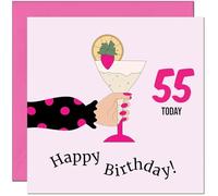 Women's 55th Birthday Card - Polka Dot Lady Adults Pink Girly Birthday Card for 55 Year old Woman Mum Aunt Ladies Friend Sister Grandma fifty five fifty fifth Niece Nanny