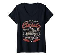 Womens 55th Birthday Man Gift Motorcycle Motorcyclist Biker 1971 V-Neck T-Shirt