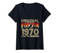 Womens 55th Birthday Man Woman 55 Years 1970 Decoration Fun V-Neck T-Shirt