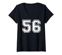 Womens 56 Number Fifty-Six Team Sports Graphic Matching Varsity V-Neck T-Shirt